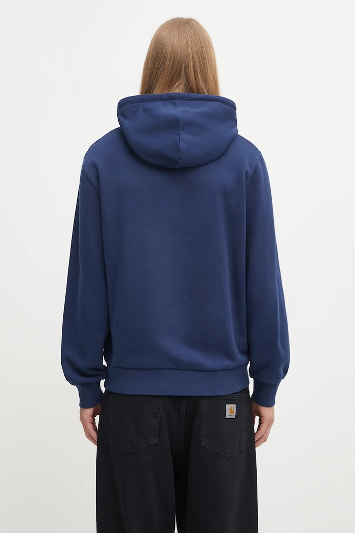 Odzież Carhartt WIP bluza bawełniana Hooded Script Embroidery Sweat I035392.3CCXX niebieski