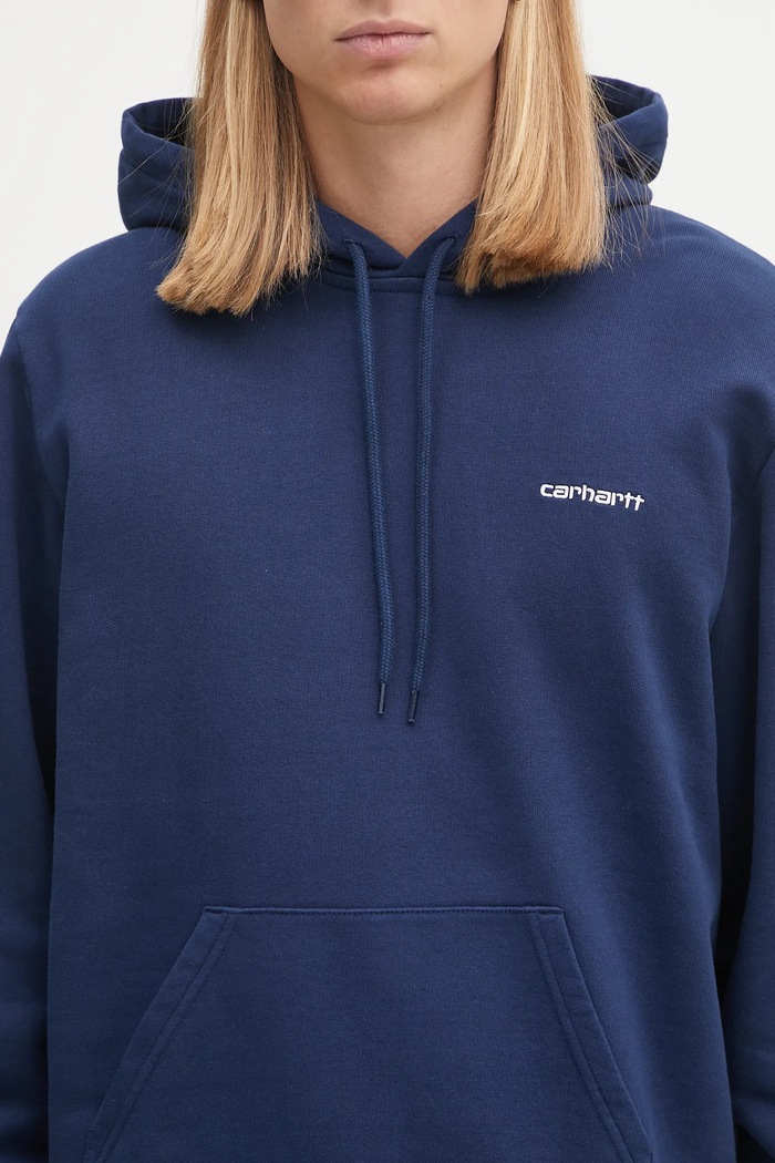 Carhartt WIP bluza bawełniana Hooded Script Embroidery Sweat niebieski I035392.3CCXX