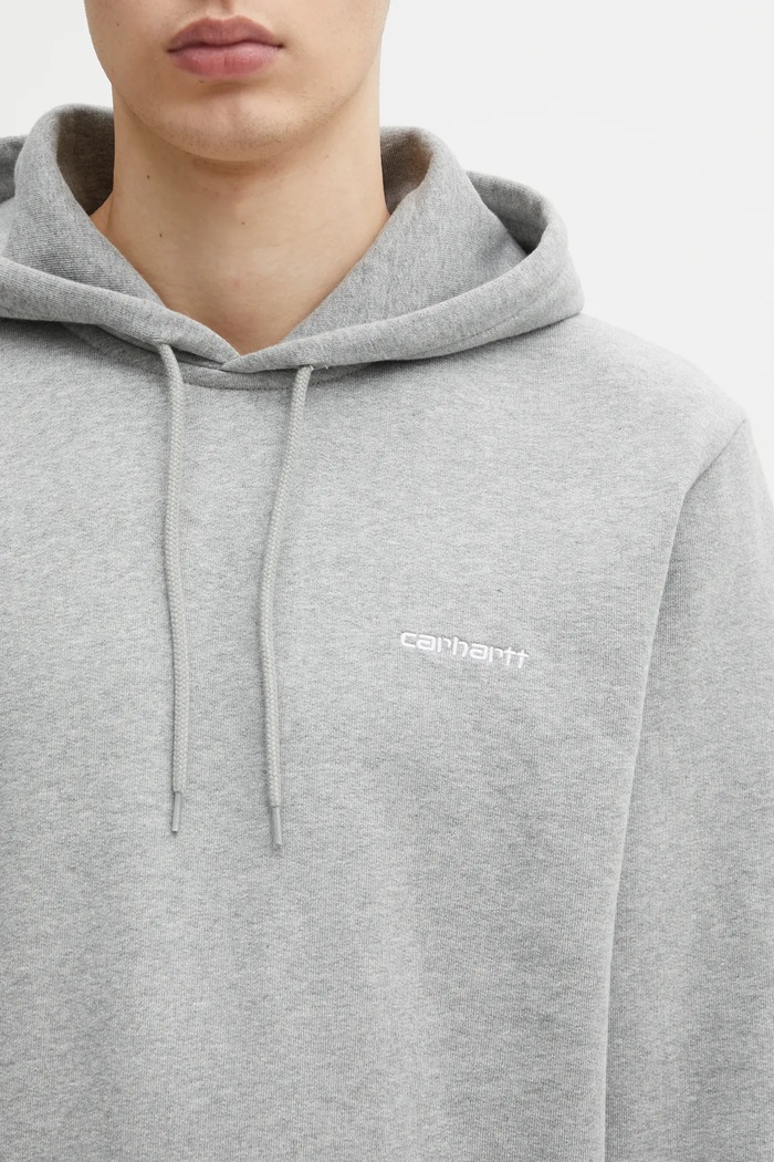Carhartt WIP bluza bawełniana Hooded Script Embroidery Sweat szary I035392.00DXX