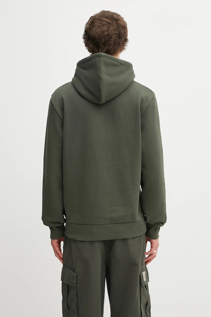 Odzież Carhartt WIP bluza bawełniana Hooded Script Embroidery Sweat I035392.3CDXX zielony