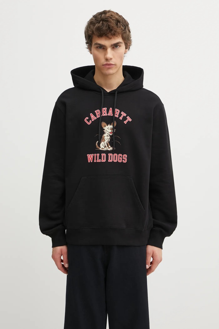 Carhartt WIP bluza bawełniana Hooded Wild Dog Sweat nadruk czarny I035625.89XX
