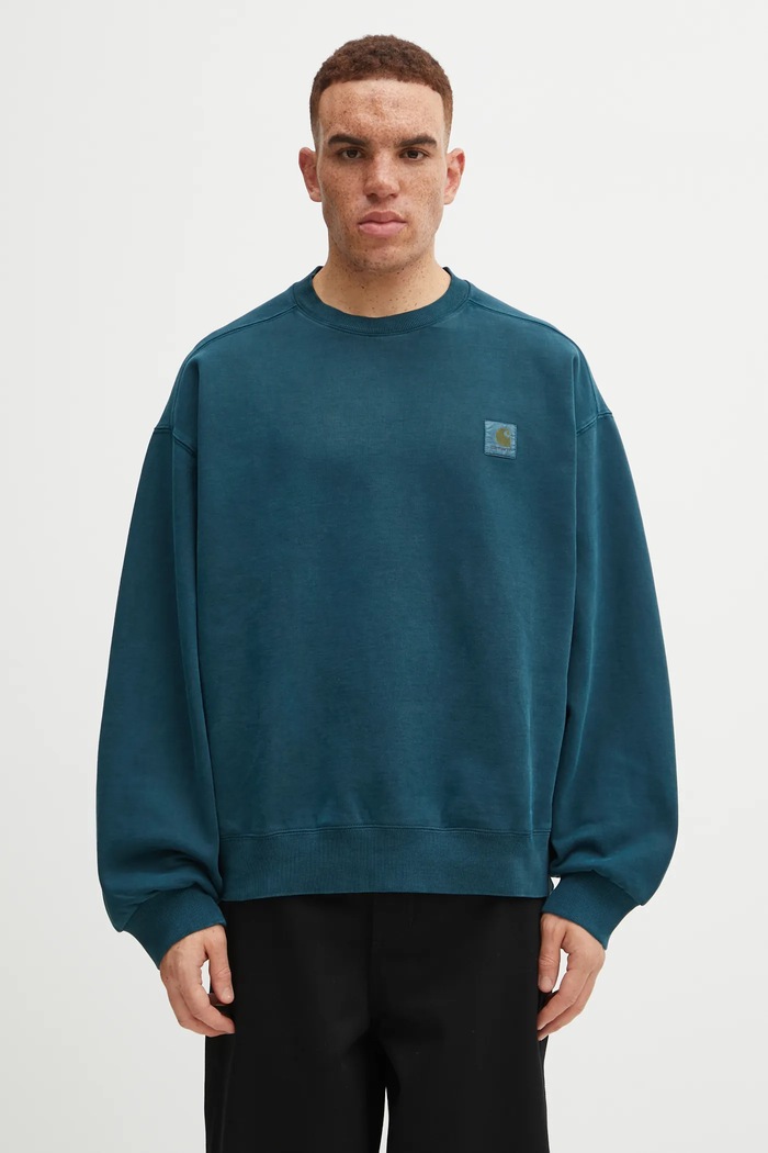 Carhartt WIP cotton sweatshirt Vista Sweat plain turquoise I029522.0AUGD