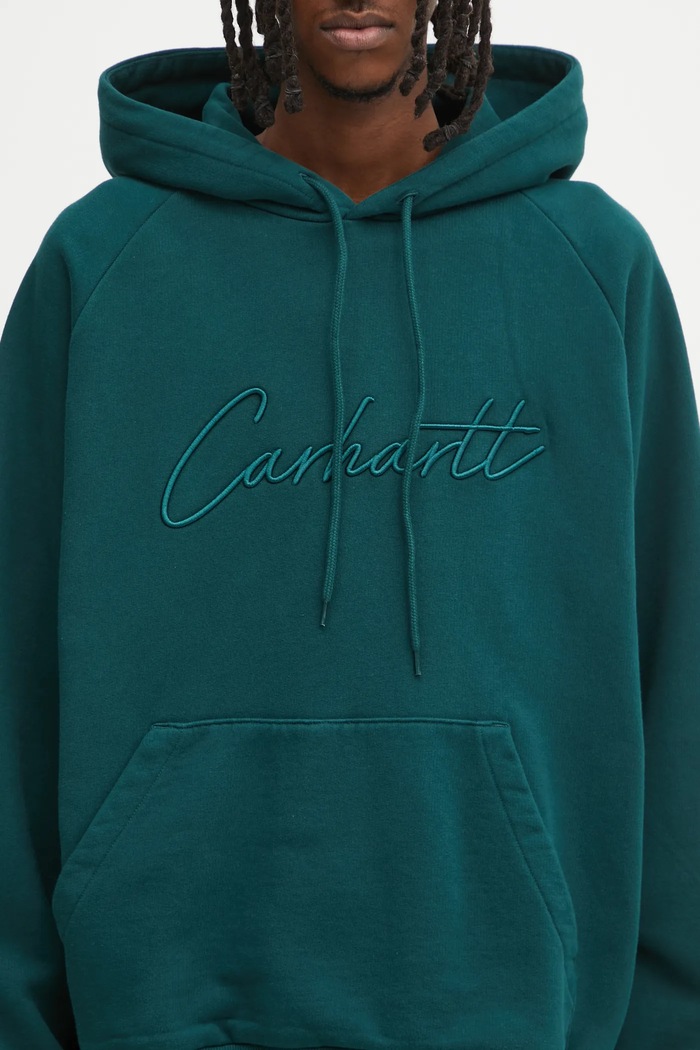 Bavlněná mikina Carhartt WIP Hooded Ray Sweat zelená I035640.05AXX