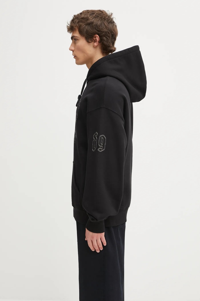 Carhartt WIP bluza bawełniana Hooded Hackwork Sweat I035641.2JQXX czarny AW25