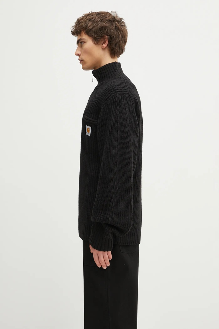 Carhartt WIP sweter z dodatkiem wełny Detroit Half Zip Sweater I035398.89XX czarny AW25
