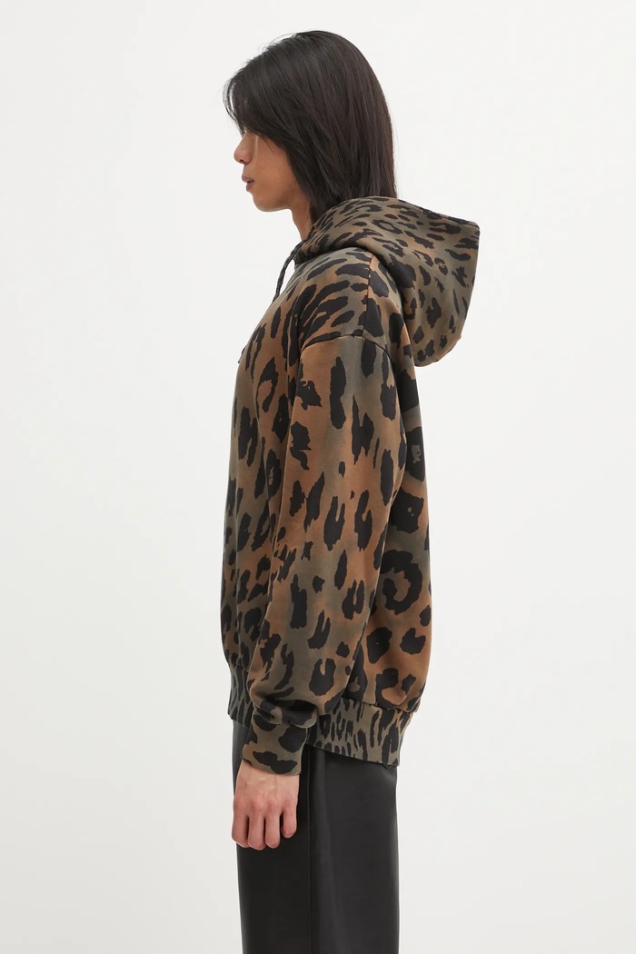 Bavlněná mikina Aries Leopard Hoodie AR2003404 hnědá AW25