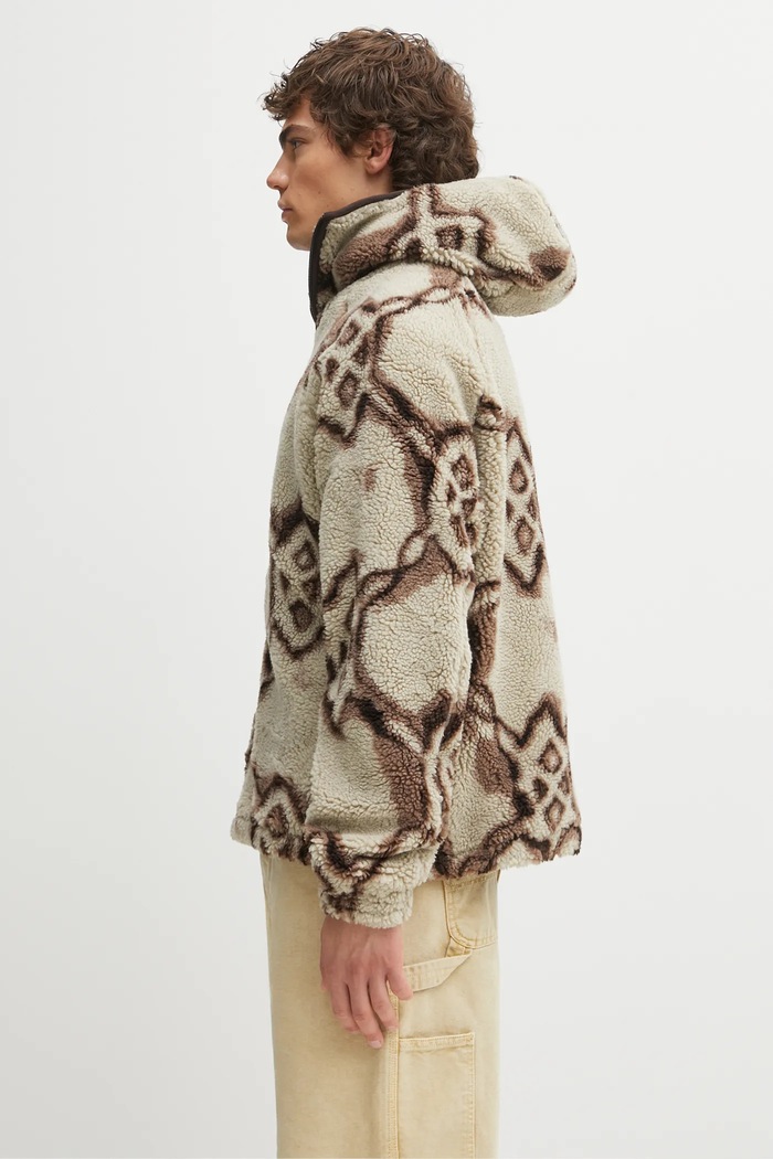 Daily Paper gyapjú pulóver Burned Shield Sherpa Hoodie 2521134 bézs AW25