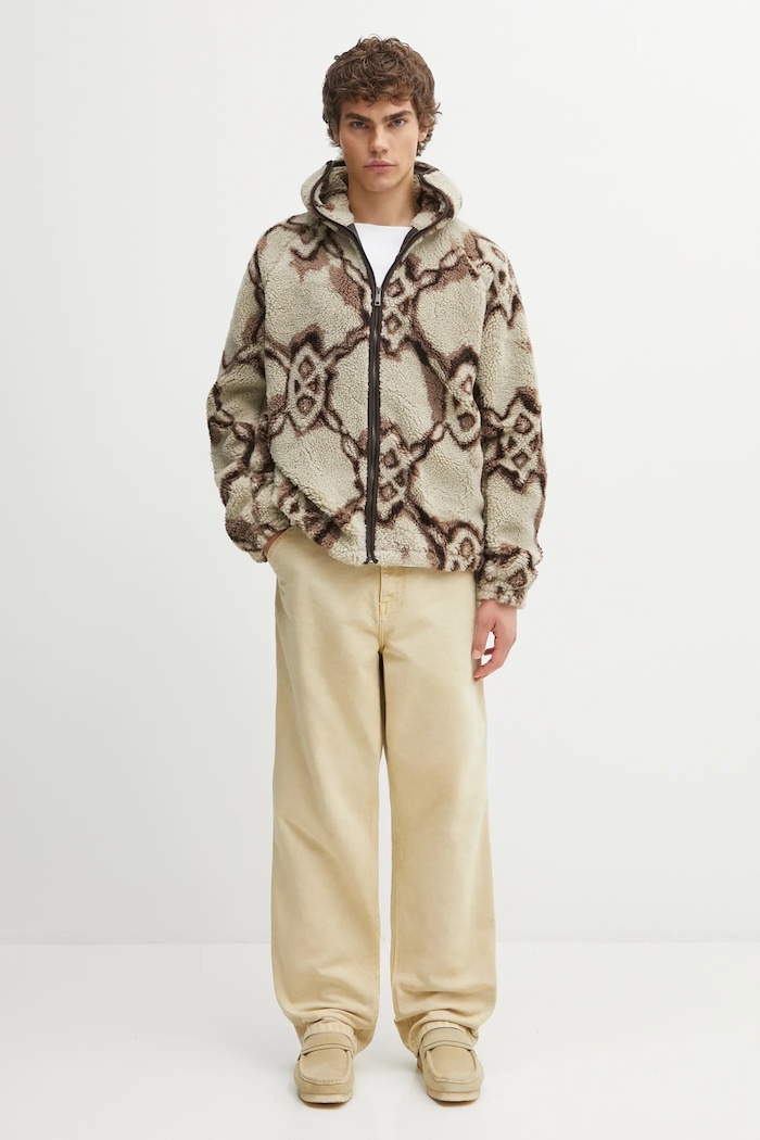 Daily Paper gyapjú pulóver Burned Shield Sherpa Hoodie 2521134 bézs