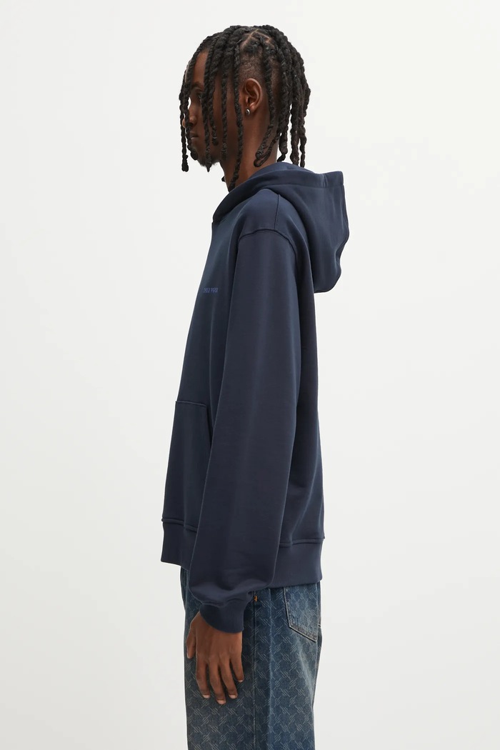 Daily Paper pamut melegítőfelső Candle Label Hoodie 2521106 sötétkék AW25