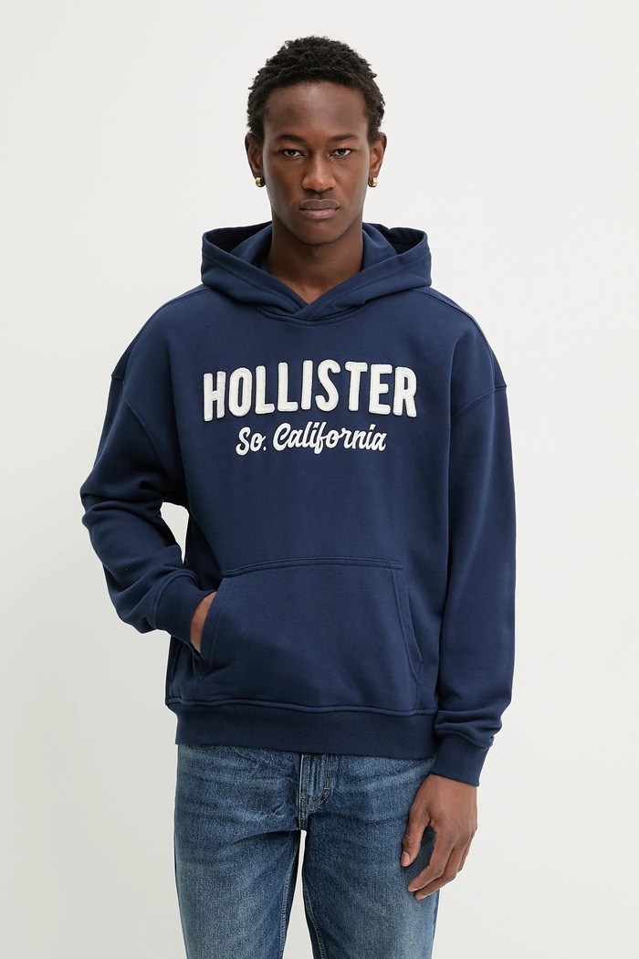 Mikina Hollister Co. s kapucí námořnická modř KI322.5388.200
