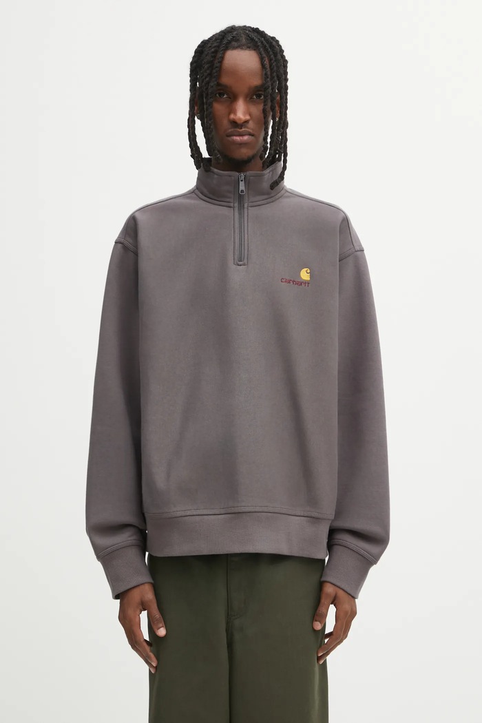 Carhartt WIP bluza Half Zip American Script pozostałe szary I027014.33CXX