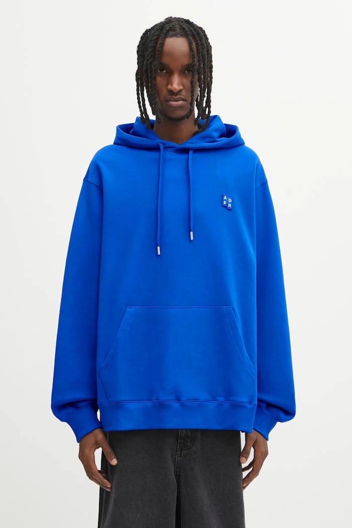 Pamučna dukserica Ader Error HOODIE bez uzorka plava BO42FYHD0101BL