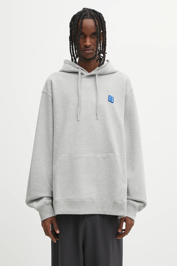 Памучен суичър Ader Error HOODIE изчистен сив BO42FYHD0101GR