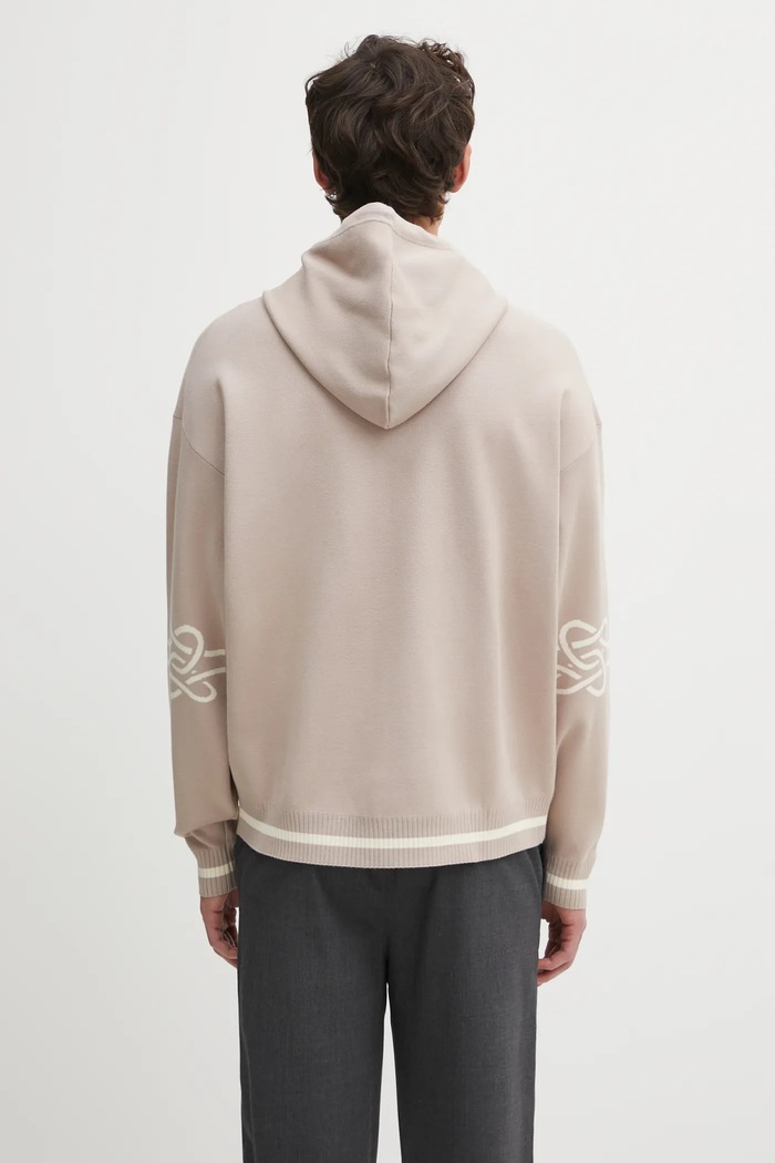 Clothing Filling Pieces Knit Hoodie with viscose Men's 422532500265 beige