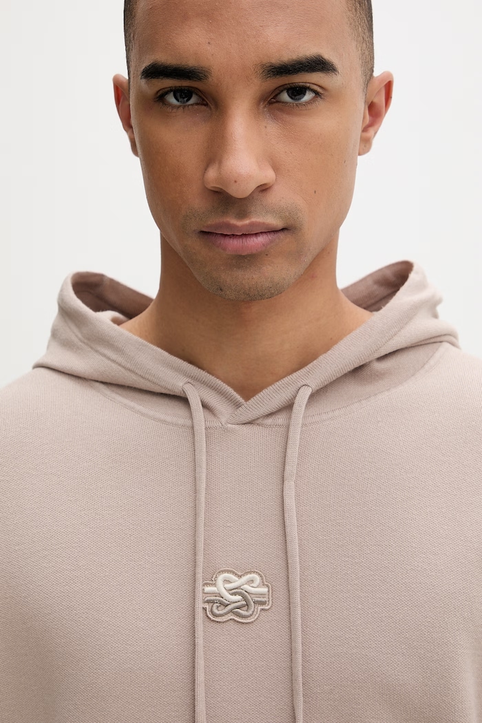 Filling Pieces mikina s kapucňou pánska s viskózou Knit Hoodie béžová 422532500265