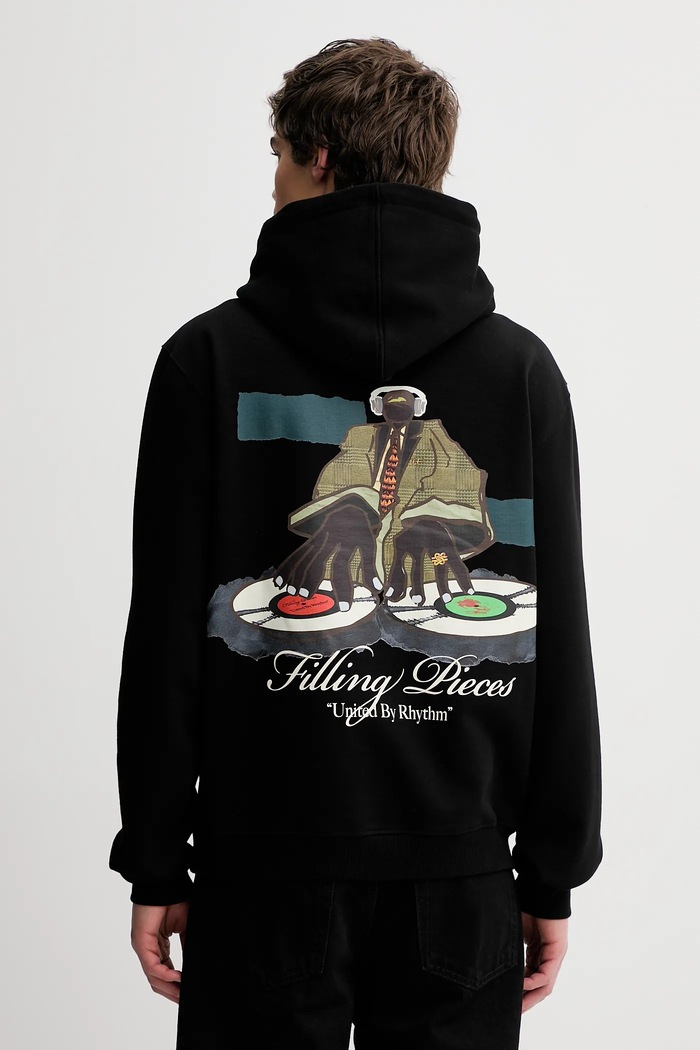 Bavlnená mikina Filling Pieces Hoodie DJ bavlna čierna 422532501241
