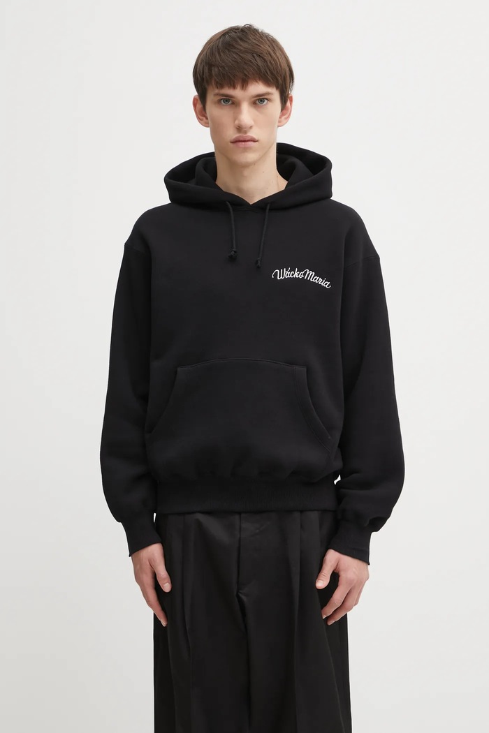 Βαμβακερή μπλούζα Wacko Maria απλικέ μαύρο 25FW.WMC.SS06