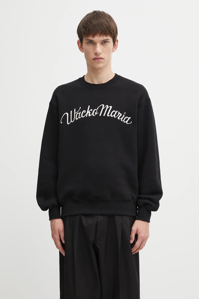 Wacko Maria hanorac de bumbac bumbac negru 25FW.WMC.SS08