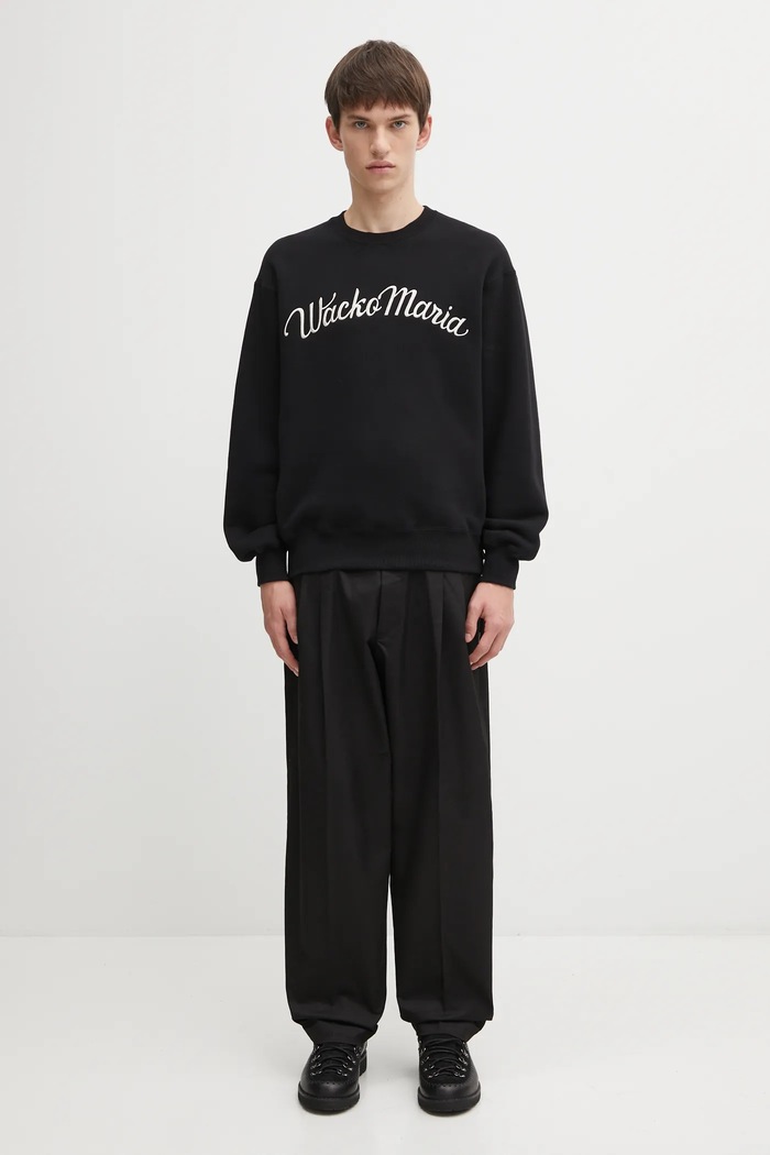 Wacko Maria hanorac de bumbac 25FW.WMC.SS08 negru