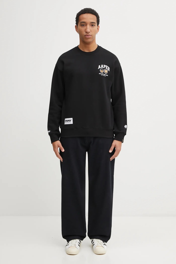 Суичър AAPE Aaper Crew Neck AAPSWMC366XXP черен