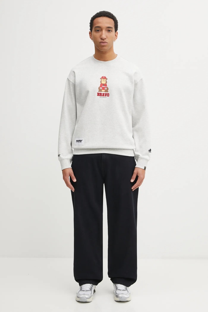 AAPE sweatshirt Aaper Crew Neck AAPSWMC368XAP gray