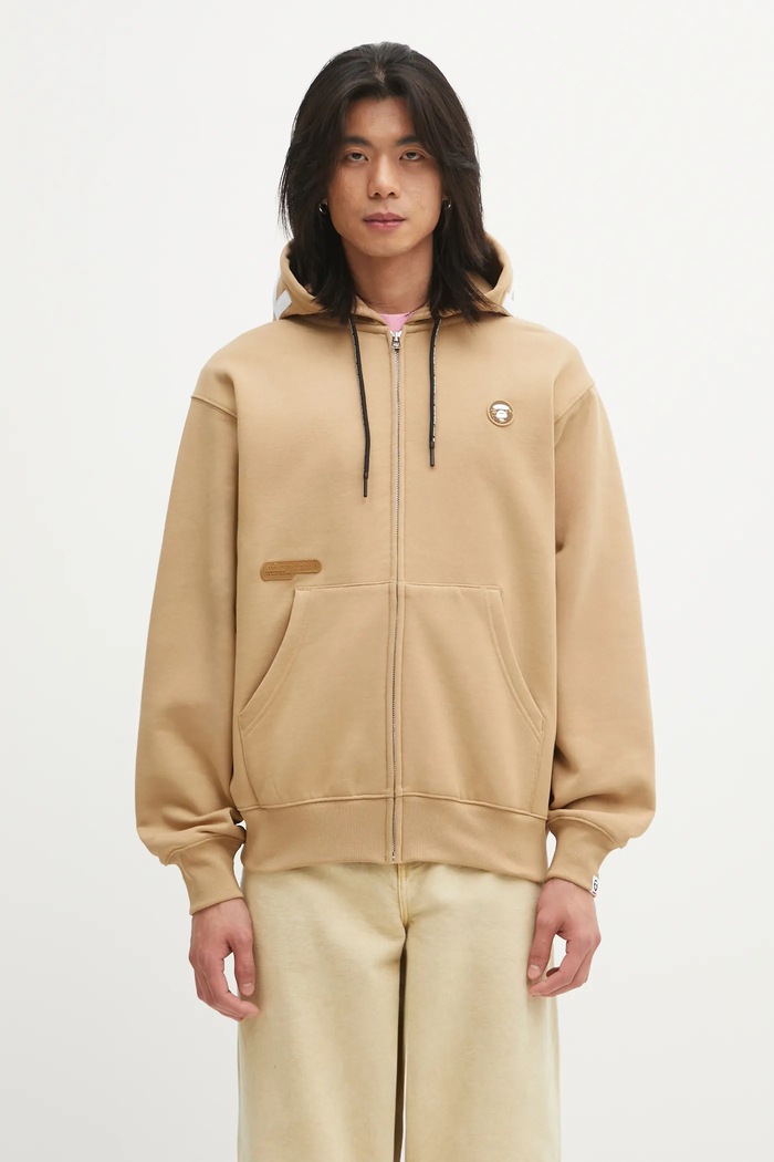 Кофта AAPE Now Zip Up з капюшоном бежевий AAPSWMC358XXP