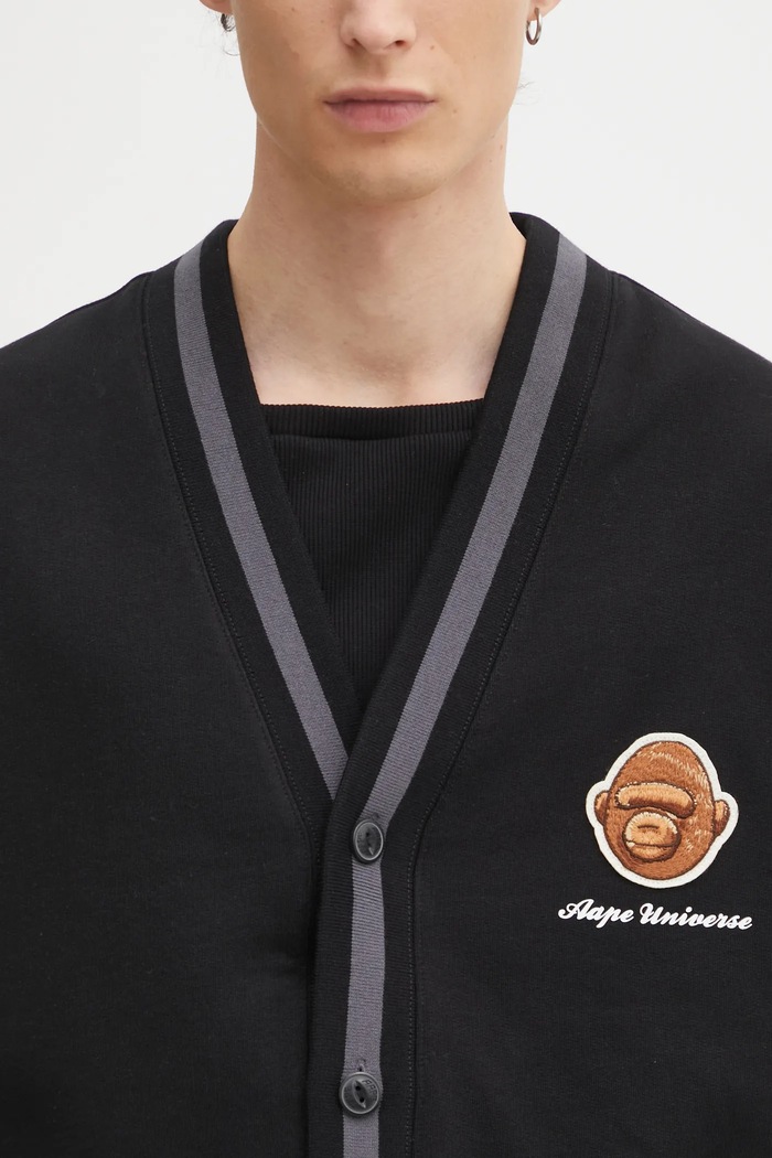 AAPE bluză Aaper Zip Up negru AAPSWMC374XXP