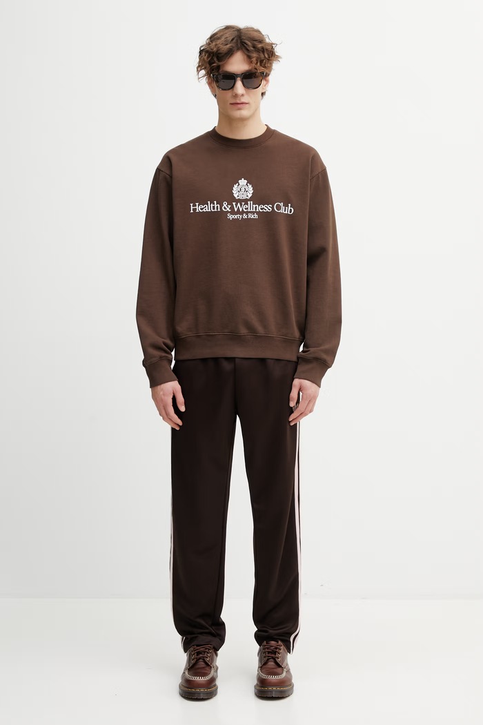 Sporty & Rich H&W Crest bluza oversize bawełniana męska ST07165241BR03 brązowy