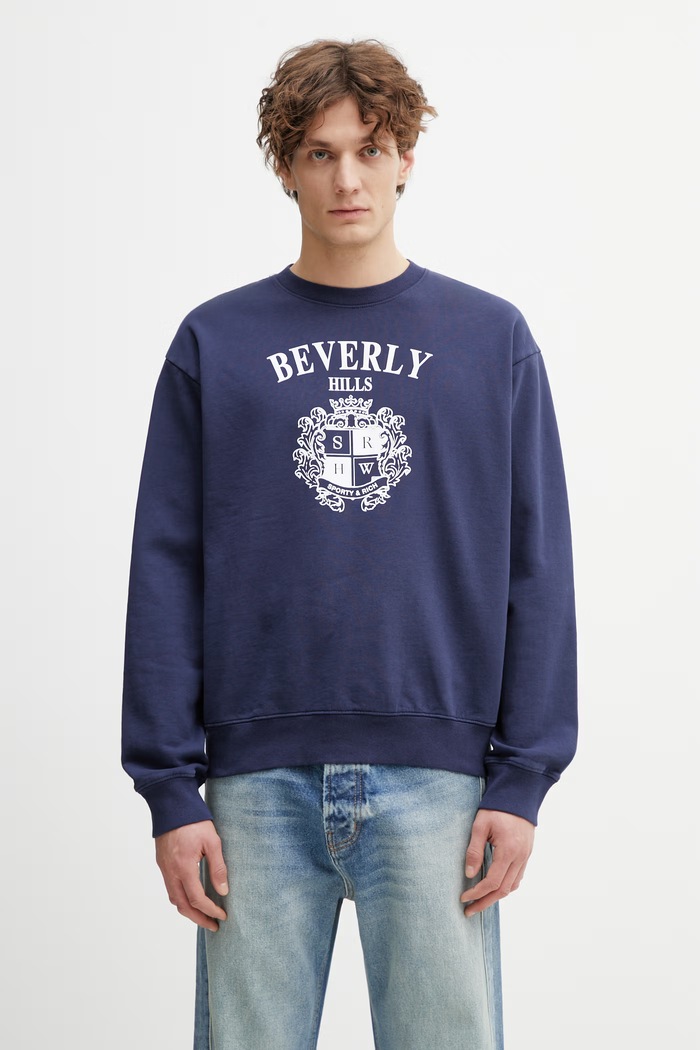 Sporty & Rich BH Crest bluza oversize bawełniana męska granatowy ST07164256BL106