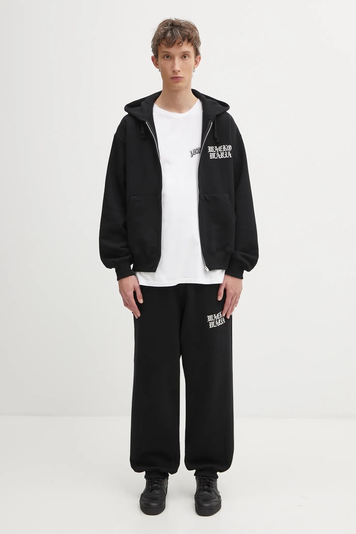 Wacko Maria hanorac de bumbac Heavy Weight 25FW.WMC.SS02 negru
