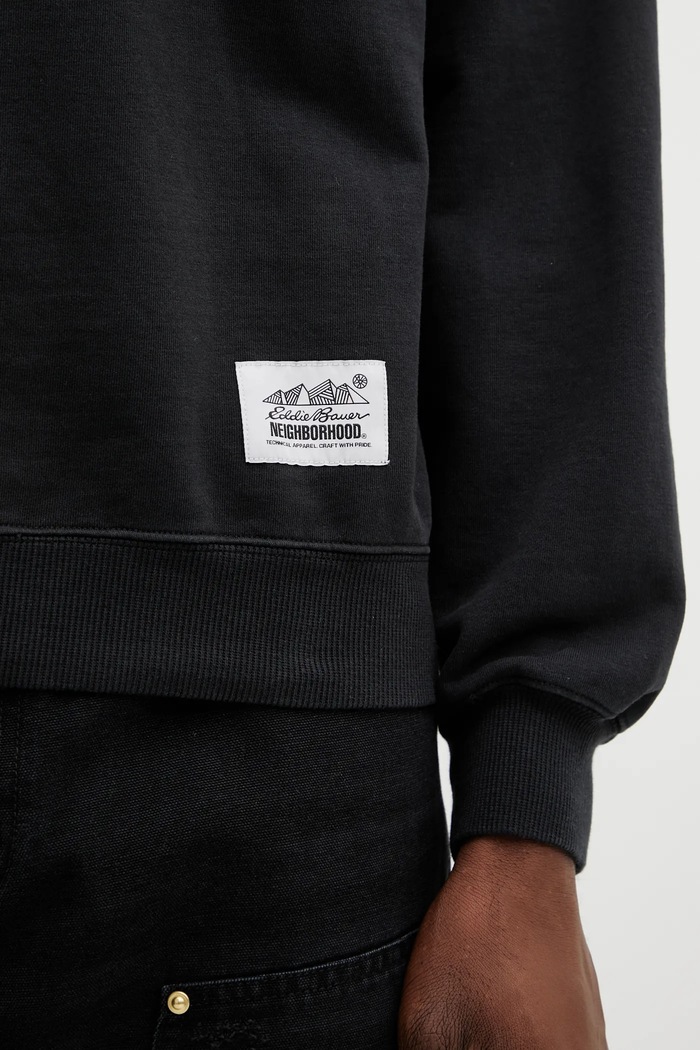 NEIGHBORHOOD cotton sweatshirt X EDDIE BAUER WASHED black 252ZMEBN.CSM01
