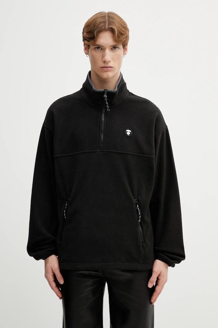 AAPE bluza polarowa bez kaptura czarny AAPSWMC363XXP