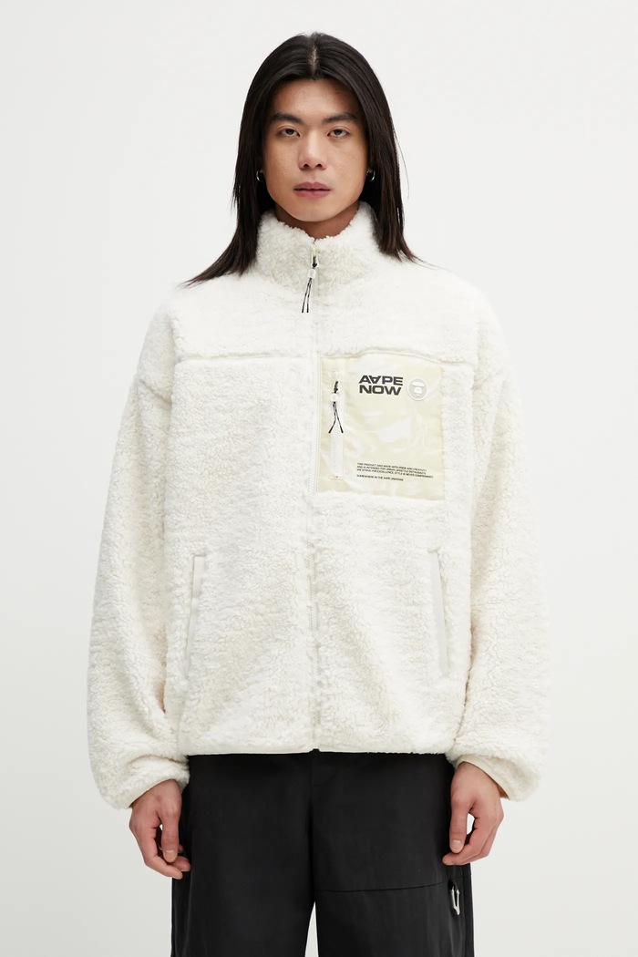 AAPE fleece sweatshirt plain beige AAPSWMC365XXP