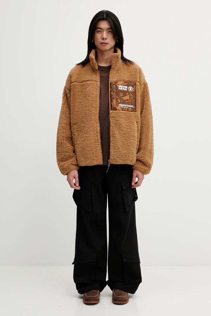 Флісова кофта AAPE AAPSWMC365XXP коричневий