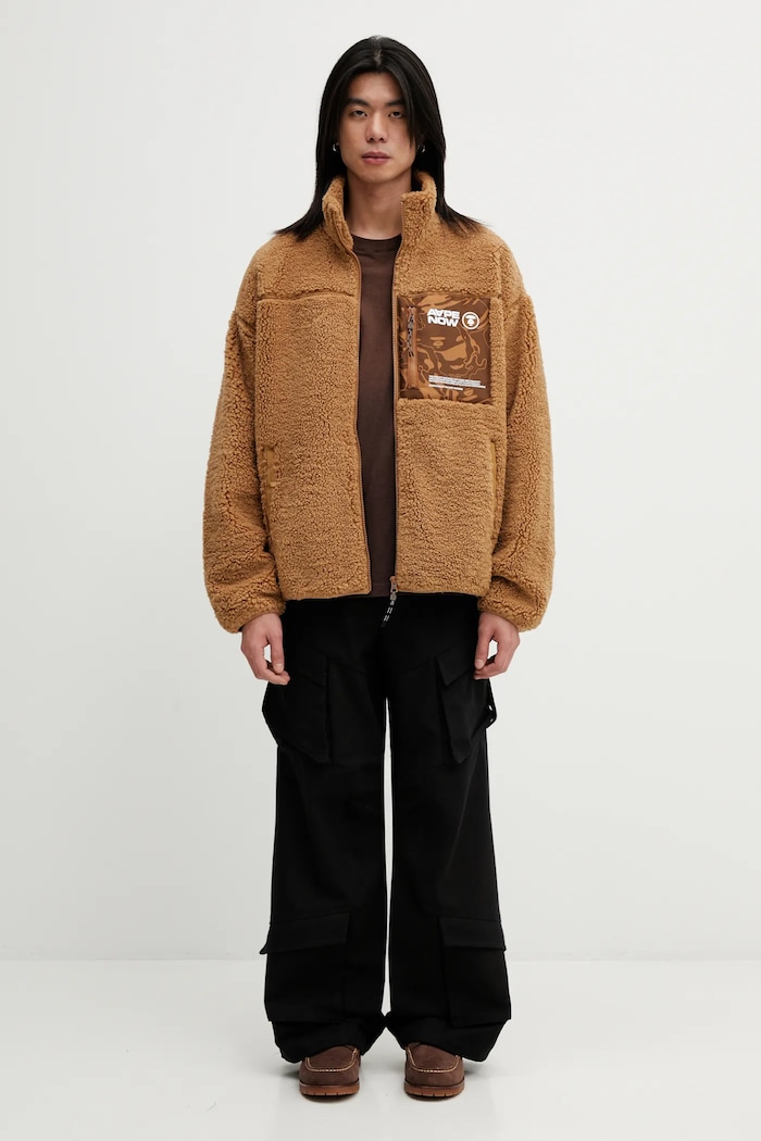 Флісова кофта AAPE AAPSWMC365XXP коричневий
