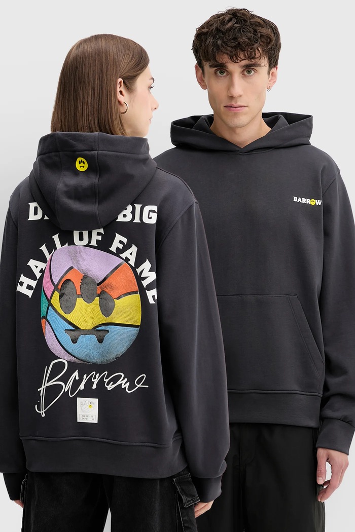 Barrow bluza bawełniana nadruk szary F5BWUAHS126