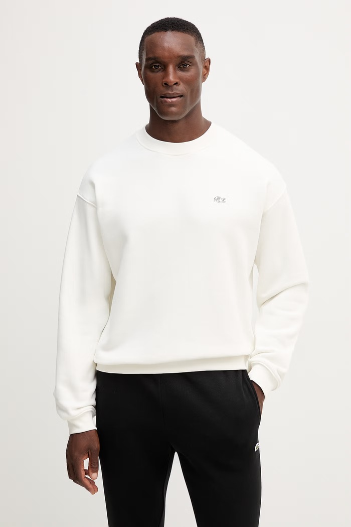 Lacoste hanorac de bumbac bej SH7745