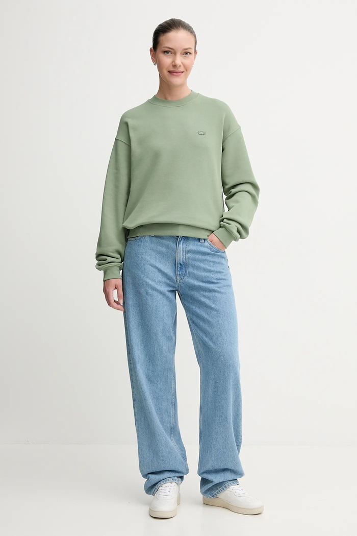 Bombažen pulover Lacoste SH7745 zelena