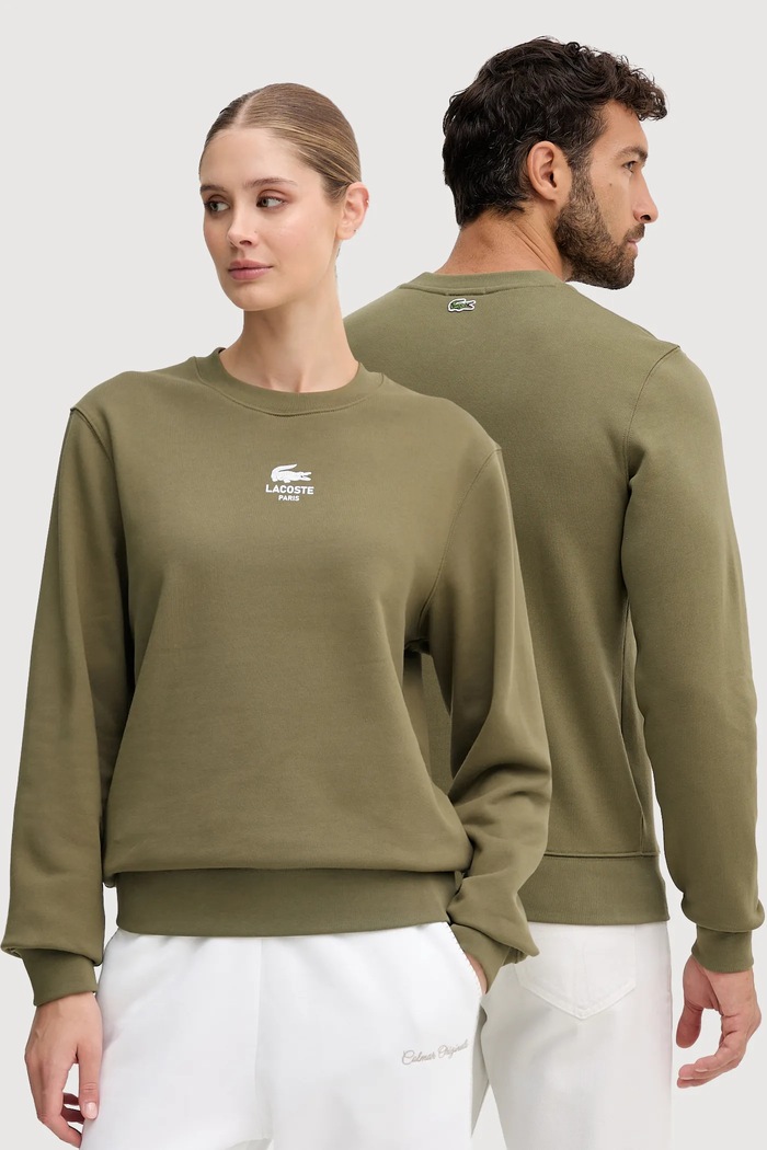 Lacoste bluza bawełniana nadruk zielony SH2736