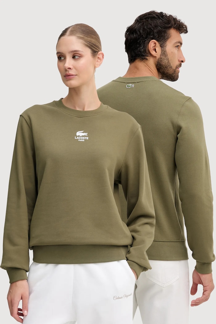Lacoste bluza bawełniana nadruk zielony SH2736