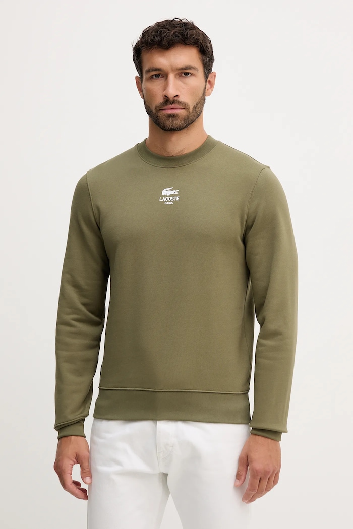 Lacoste bluza bawełniana SH2736 zielony AW25