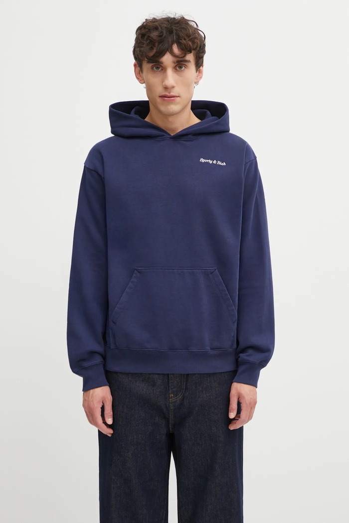 Бавовняна кофта Sporty & Rich Eden Crest Embroidered бавовна темно-синій ST06760666BL106
