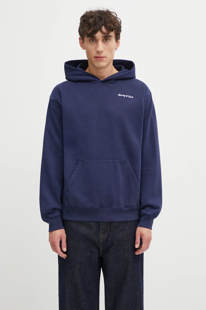 Бавовняна кофта Sporty & Rich Eden Crest Embroidered бавовна темно-синій ST06760666BL106