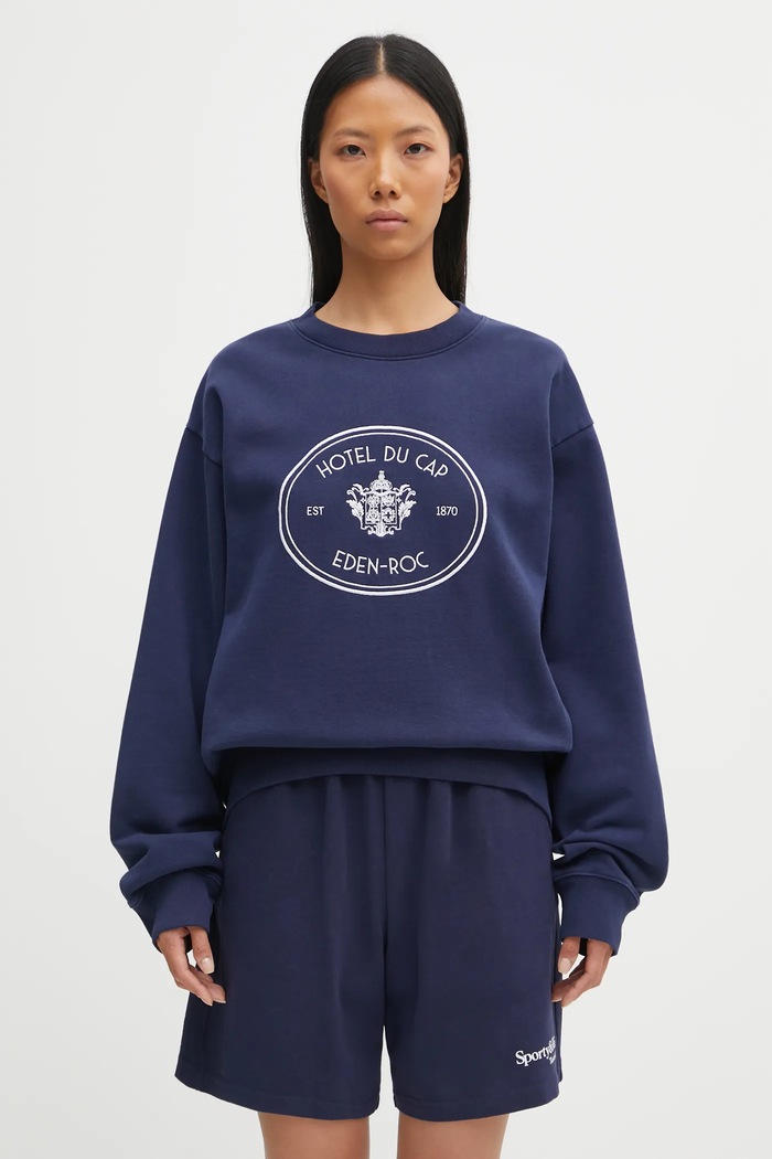 Bavlnená mikina Sporty & Rich Eden Crest Embroidered ST07160621BL106 tmavomodrá AW25