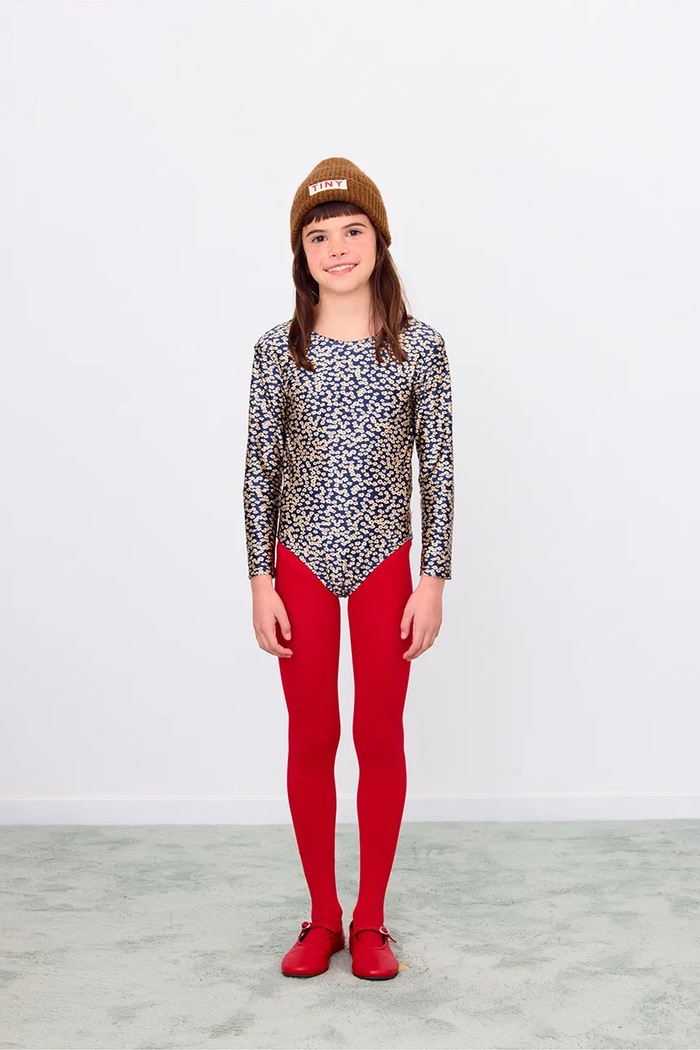 Fete Tinycottons Body copii SMALL FLOWERS SHINY BODY AW25.356 bleumarin