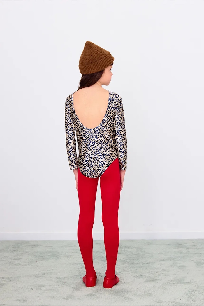 Body copii SMALL FLOWERS SHINY BODY Tinycottons AW25.356 bleumarin
