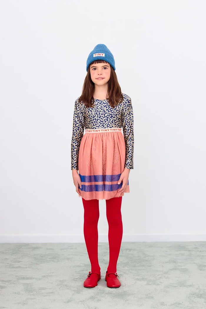 Body copii SMALL FLOWERS SHINY BODY Tinycottons bleumarin AW25.356
