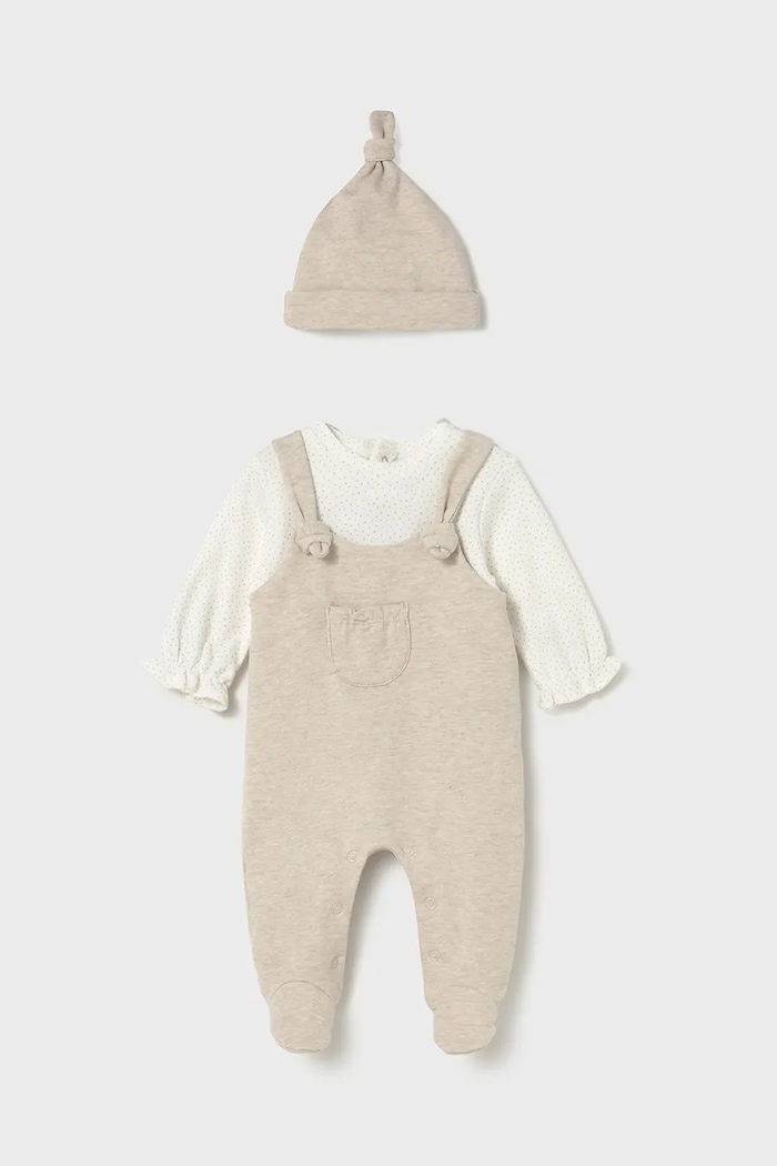 Mayoral Newborn śpioszki i czapka niemowlęca Produkt niemowlęcy beżowy 2602.2B.Newborn.9BYA