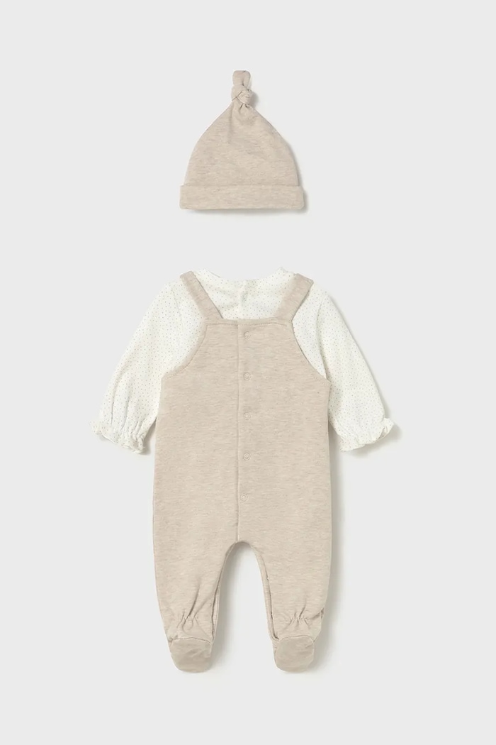 Mayoral Newborn śpioszki i czapka niemowlęca 2602.2B.Newborn.9BYA beżowy AW25