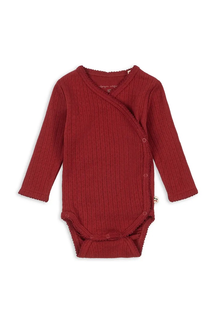 Konges Sløjd body din bumbac pentru bebelusi MINNIE NEWBORN BODY GOTS Produs pentru bebe rosu KS104377.9BYA